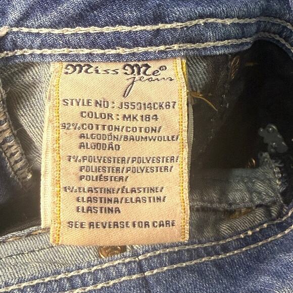 Miss Me Women's Distressed Skinny Jeans Blue Size 28 Embroidered Pockets - Picture 2 of 4